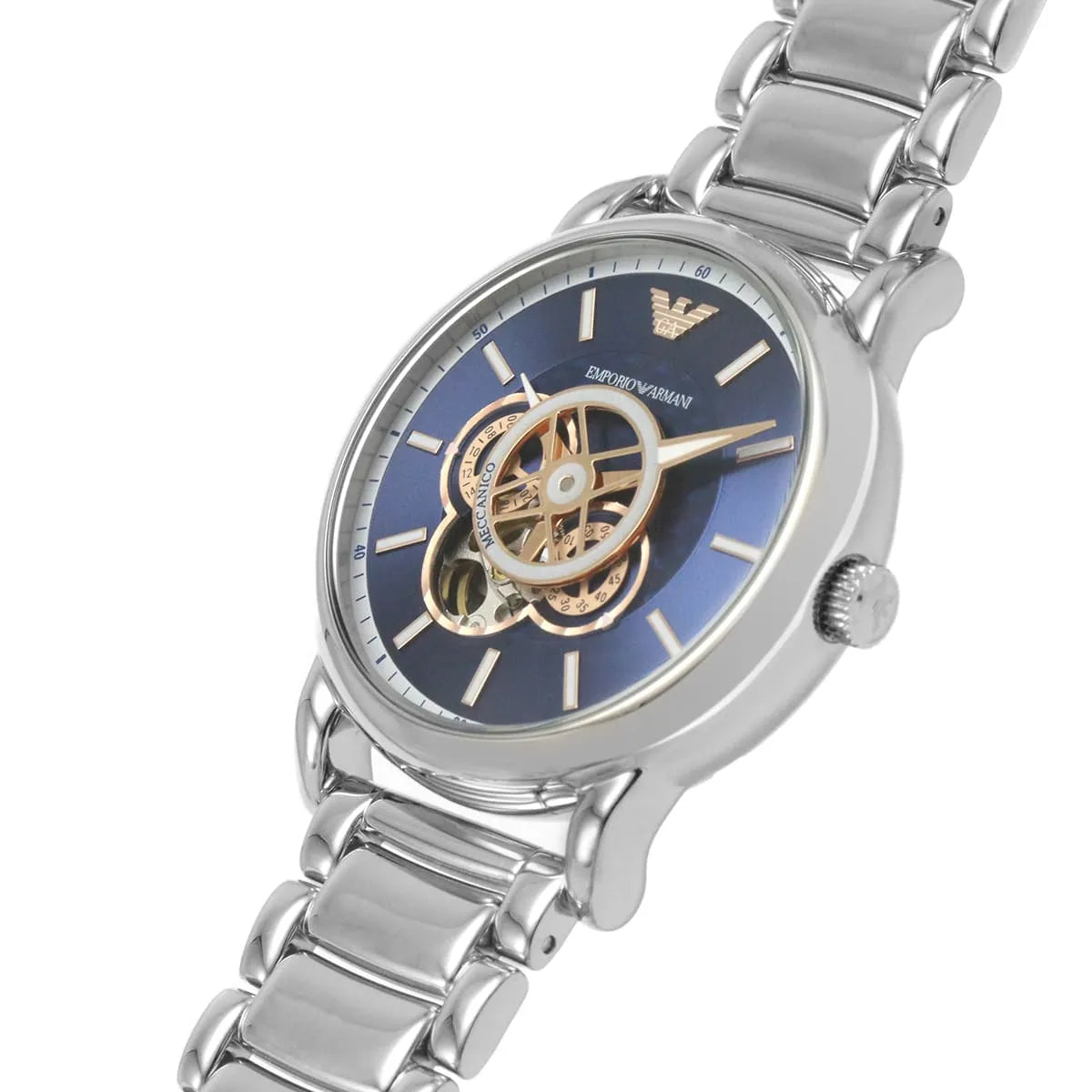 Emporio Armani Luigi AR60036 men's automatic watch - blue dial detail