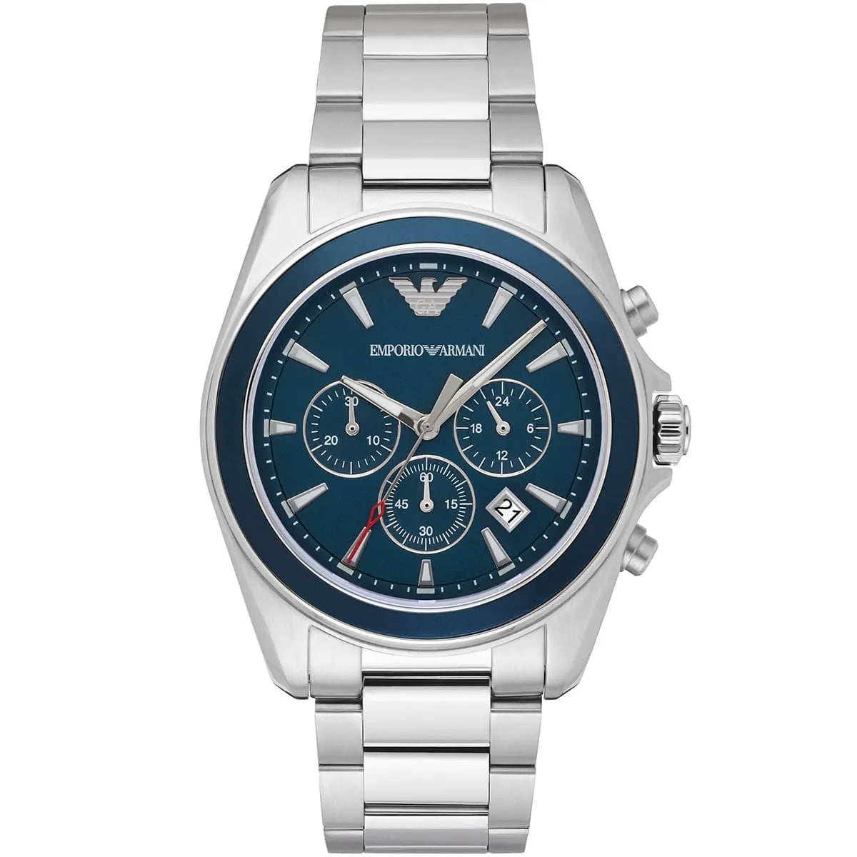 Emporio Armani AR6091 Tazio Men's Watch Blue Dial Silver Stainless Steel Bracelet