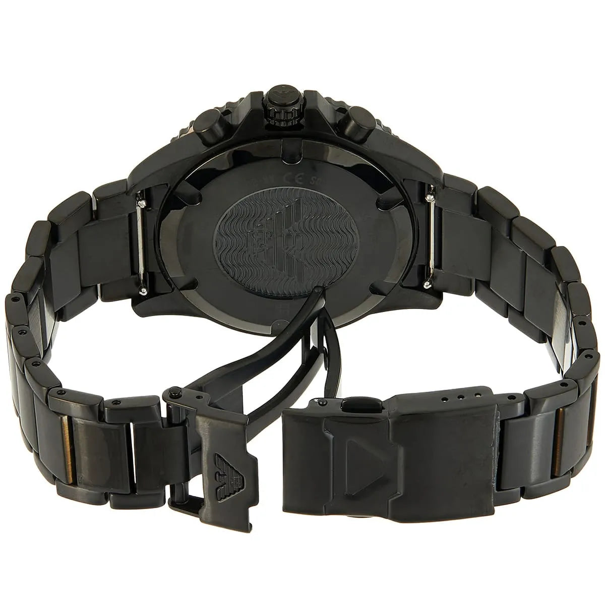 Black deployment clasp with Emporio Armani logo for AR80050 Diver watch