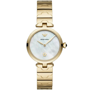 Emporio Armani AR11198 Women's Watch Silver Mesh Strap Mother of Pearl Dial