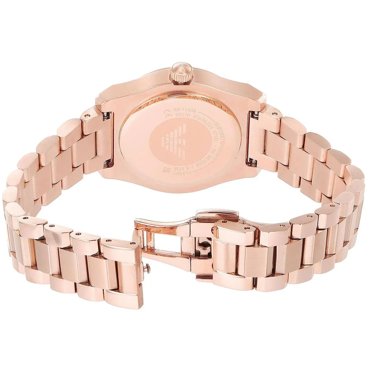 Rose gold deployment clasp with Emporio Armani logo for AR11558 watch
