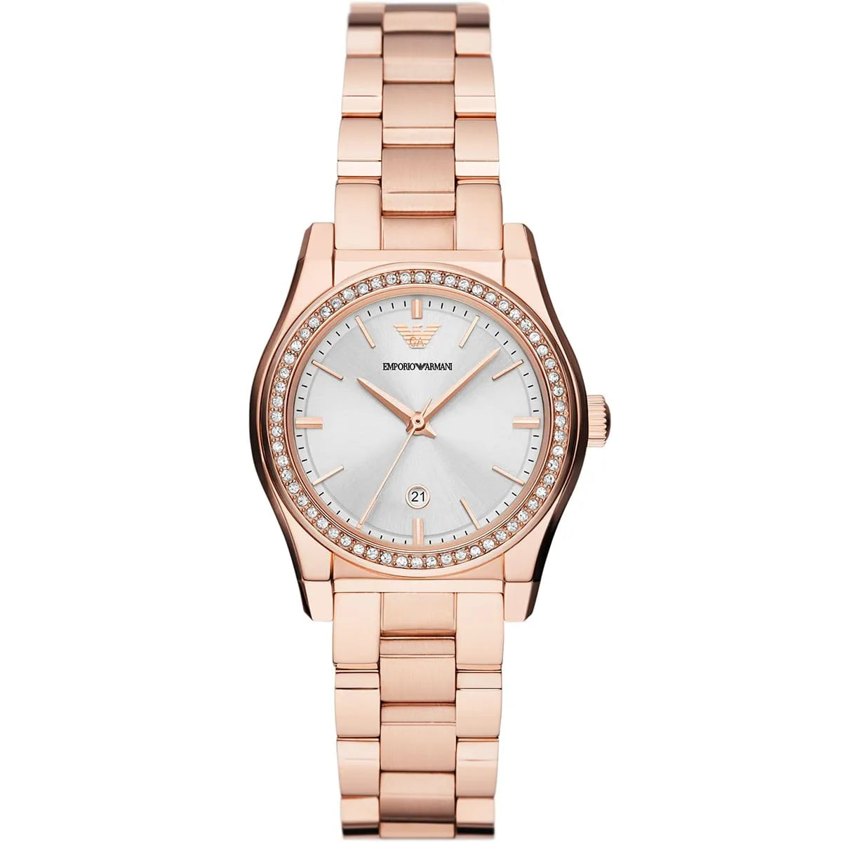 Emporio Armani AR11558 Women's Rose Gold Watch Silver Dial Date Window