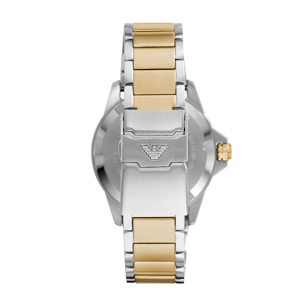 Stainless steel case back of Emporio Armani AR80063 with 100 meters water resistance marking