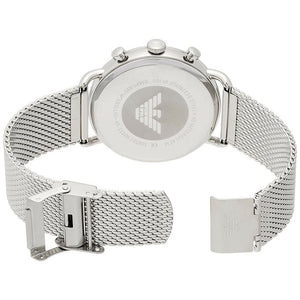 Detailed view of silver stainless steel mesh bracelet for AR11104 Aviator