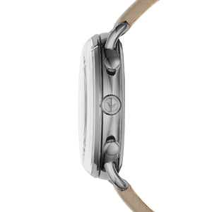 Side view of Emporio Armani AR11107 showing gunmetal wire lugs and chronograph pushers