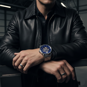 Detailed shot of the classic rounded aviation-style lugs on the Emporio Armani AR60024