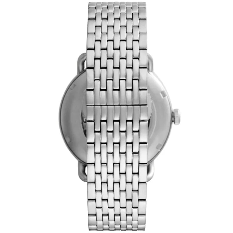 Detailed view of the premium silver stainless steel mesh bracelet for the AR60024 Aviator watch