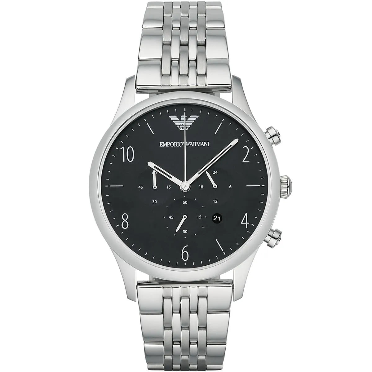 Emporio Armani AR1863 Beta Men's Watch Black Dial Silver Multi-Link Bracelet