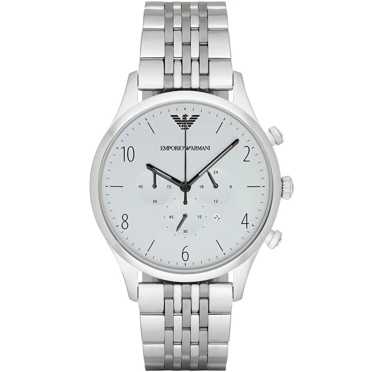 Emporio Armani AR1879 Beta Men's Watch White Dial Silver Seven-Link Bracelet