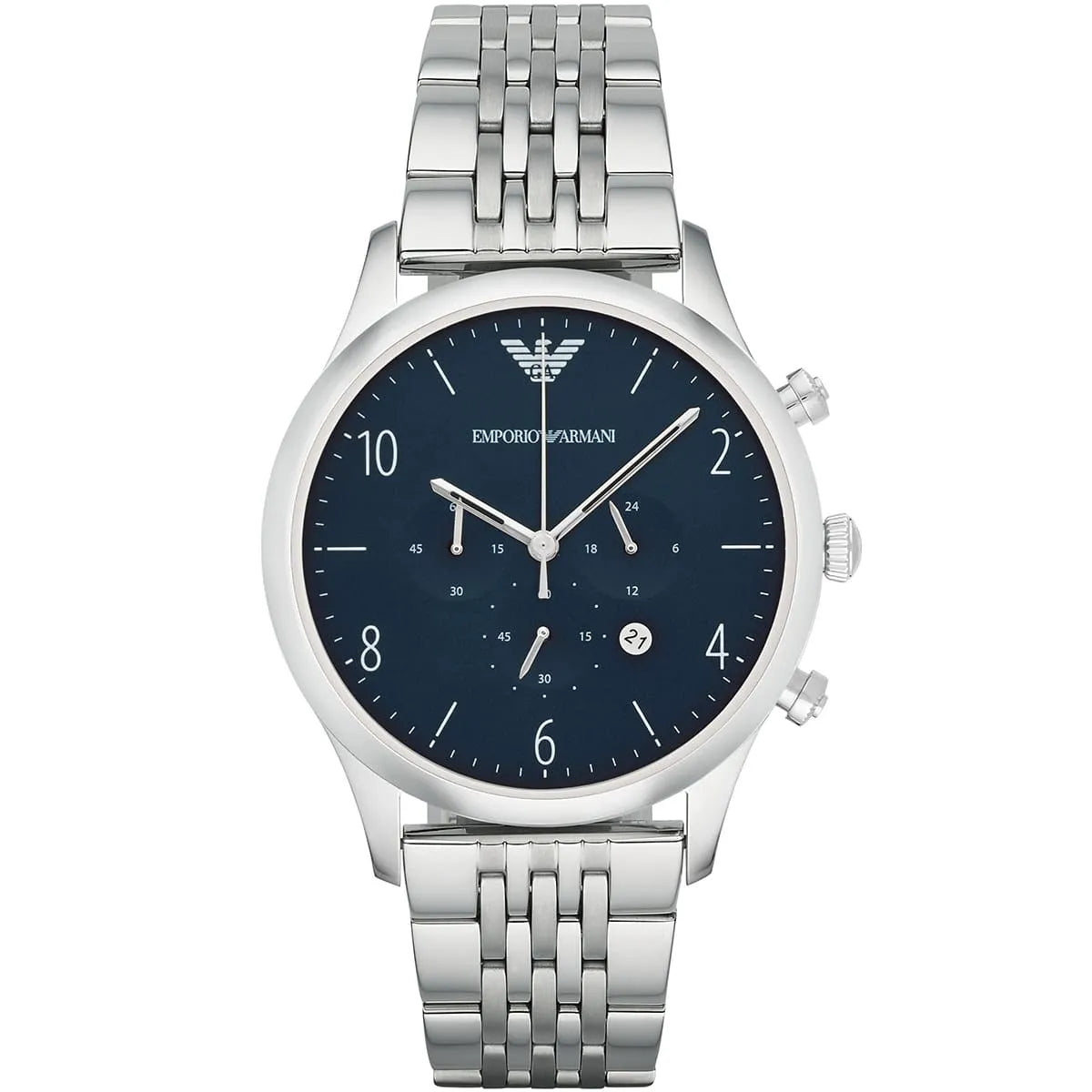 Emporio Armani AR1942 Beta Men's Watch Navy Blue Dial Silver Seven-Link Bracelet