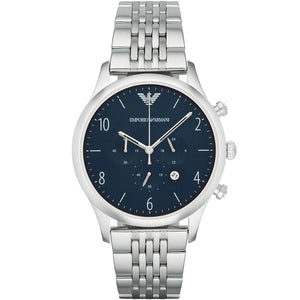 Emporio Armani AR1942 Beta Men's Watch Navy Blue Dial Silver Seven-Link Bracelet