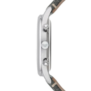 Side view of Emporio Armani AR1861 showing silver crown and pushers