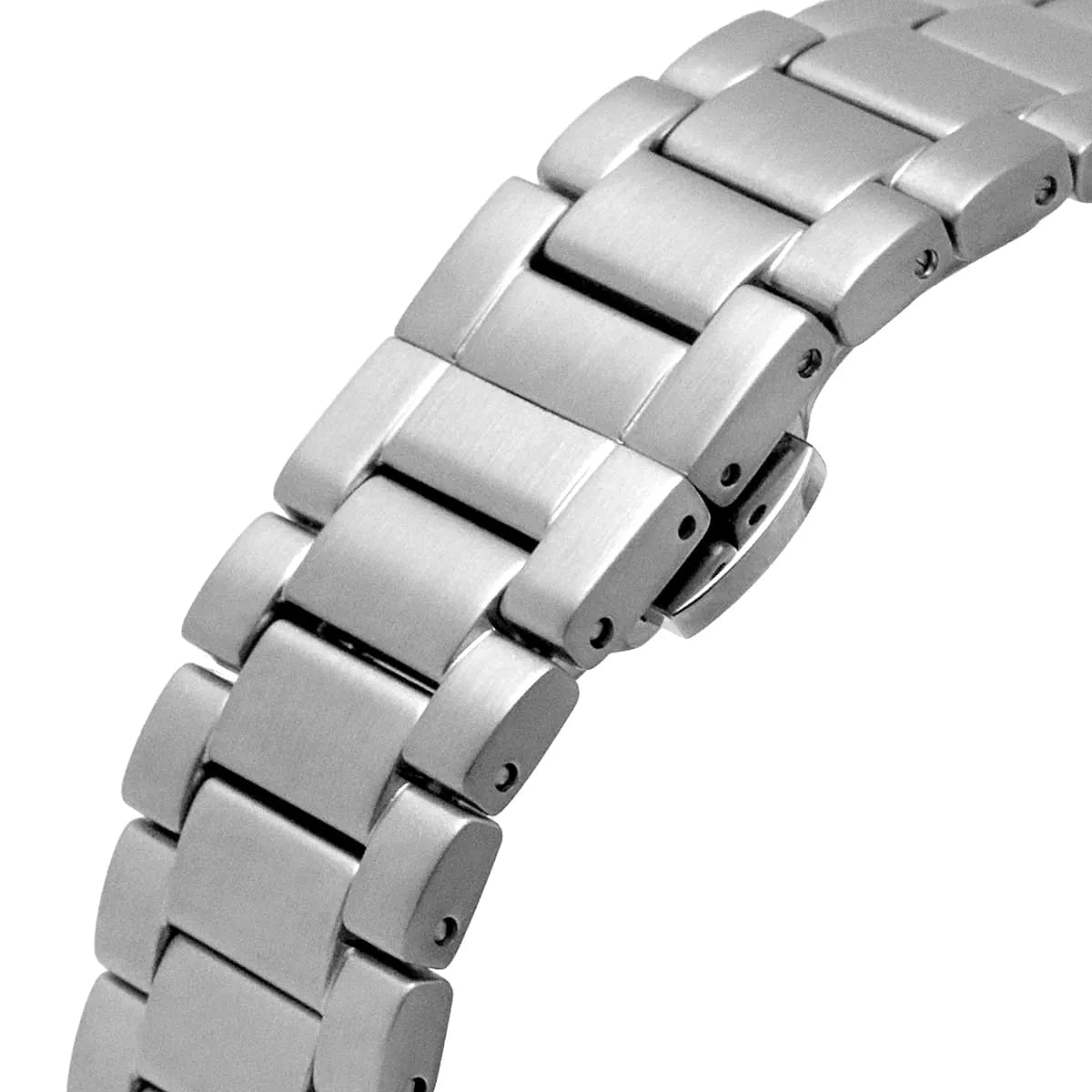Detailed view of polished silver stainless steel link bracelet for AR11480