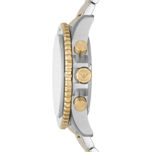 Side view of Emporio Armani AR11361 showing gold crown and thick diver case