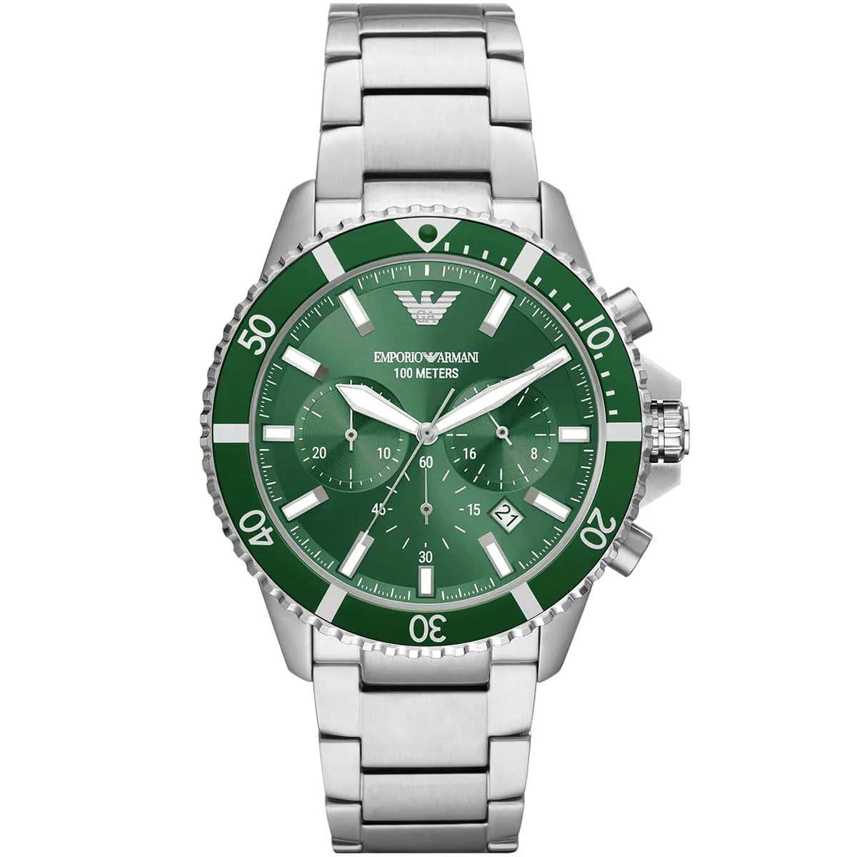 Emporio Armani AR11500 Diver Men's Watch Green Dial Silver Stainless Steel