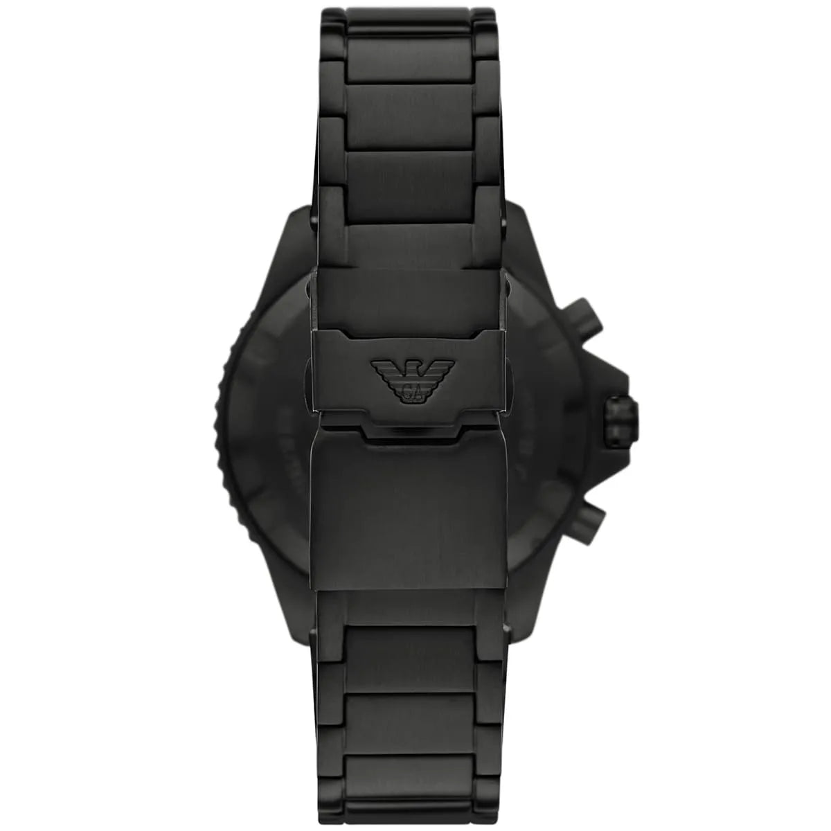 Back case of Emporio Armani AR80050 with engraved eagle logo and serial number