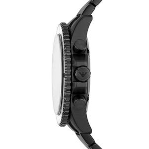 Side view of Emporio Armani AR80050 showing black thick case and diver crown
