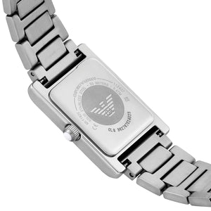 Back case of Emporio Armani AR11625 rectangular watch with eagle logo
