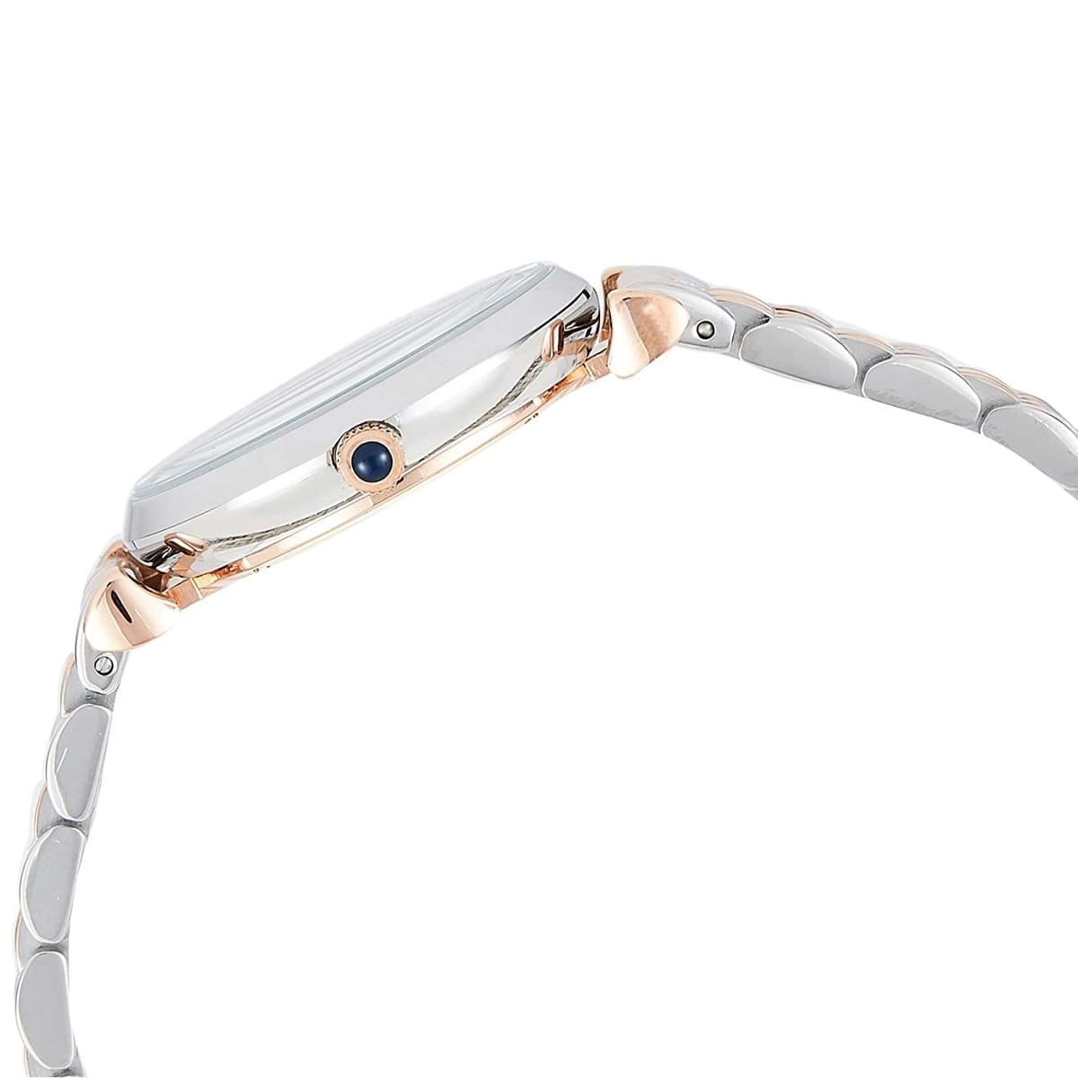 Side view of Emporio Armani AR11092 rose gold bezel and T-bar lug design