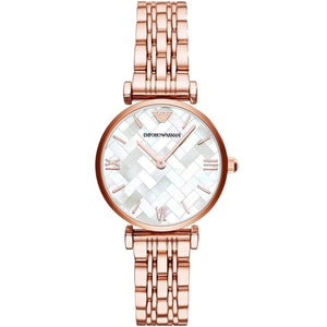 Emporio Armani AR11110 Women's Rose Gold Watch with Geometric Mosaic Pearl Dial