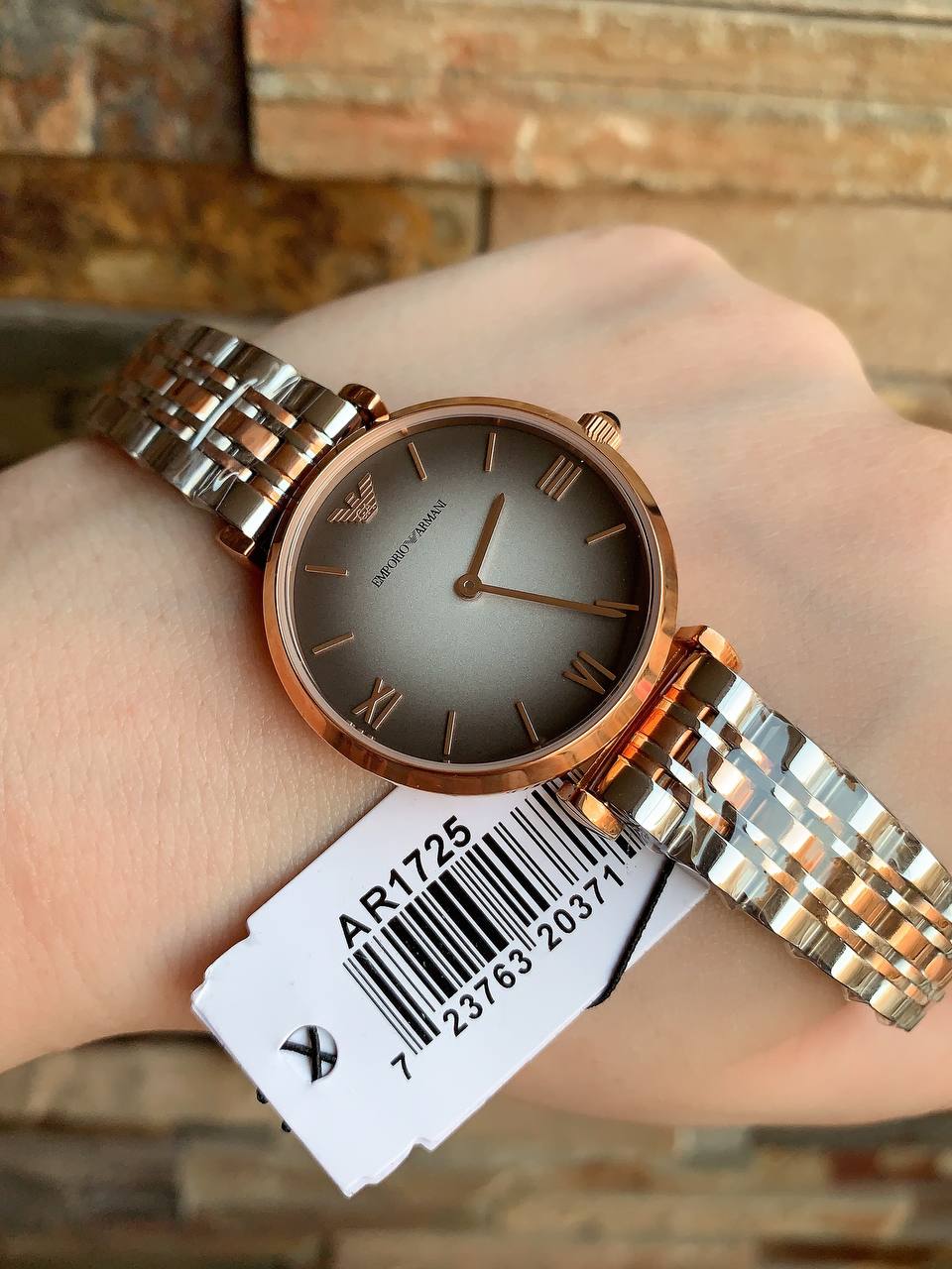 Emporio Armani Gianni AR1725 on wrist showing jewelry-inspired elegance