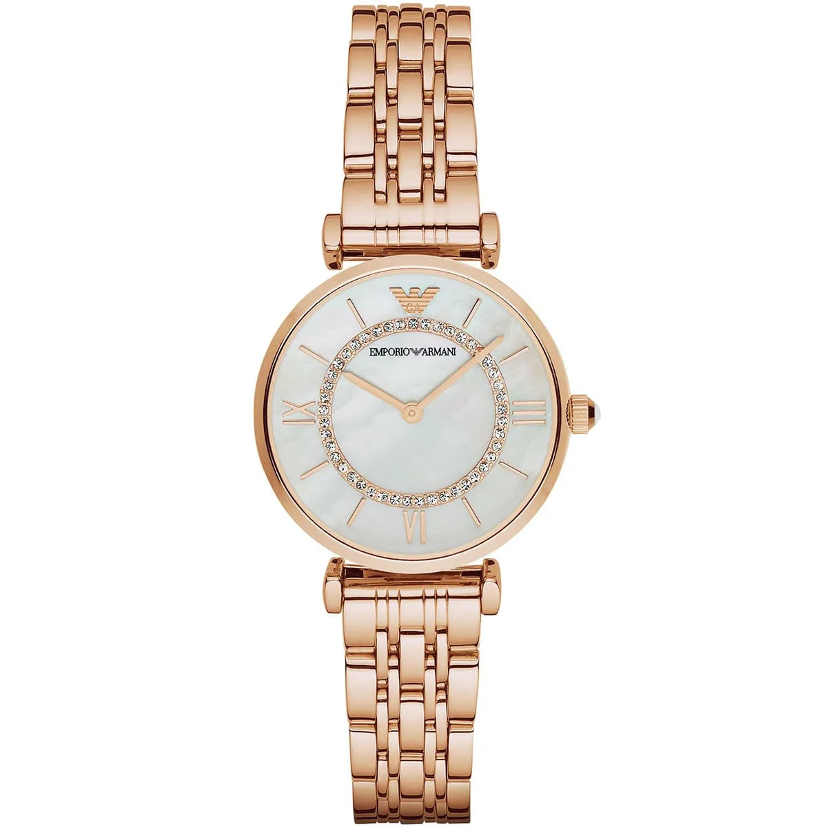Emporio Armani AR1909 Women's Rose Gold Watch with Inner Crystal Ring on Dial