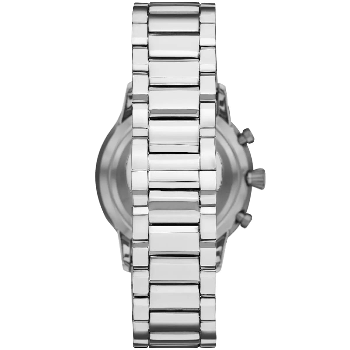 Side view of Emporio Armani AR11208 showing silver crown and pushers