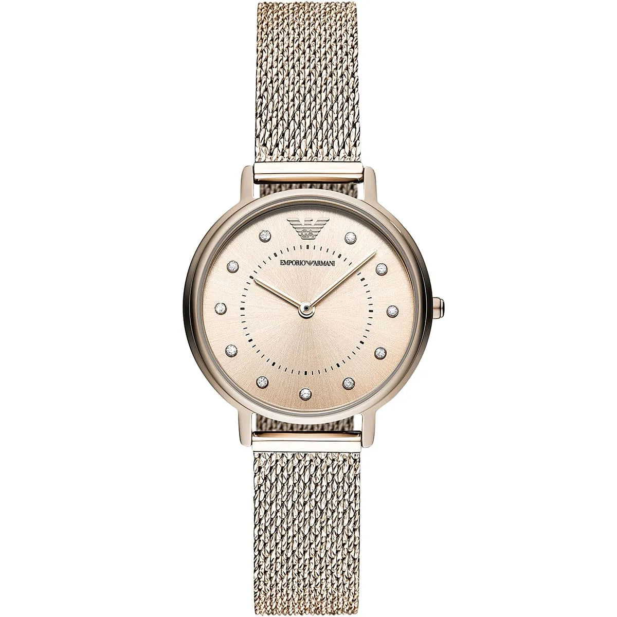 Emporio Armani Kappa AR11129 women's full gold watch with gold mesh strap and crystal markers