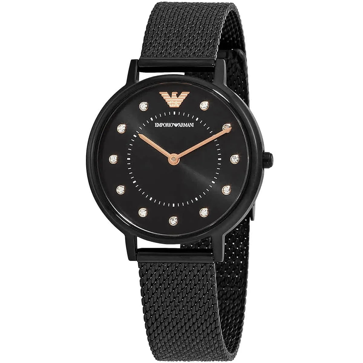 Angled shot of AR11252 showing light reflection on the black sunray dial