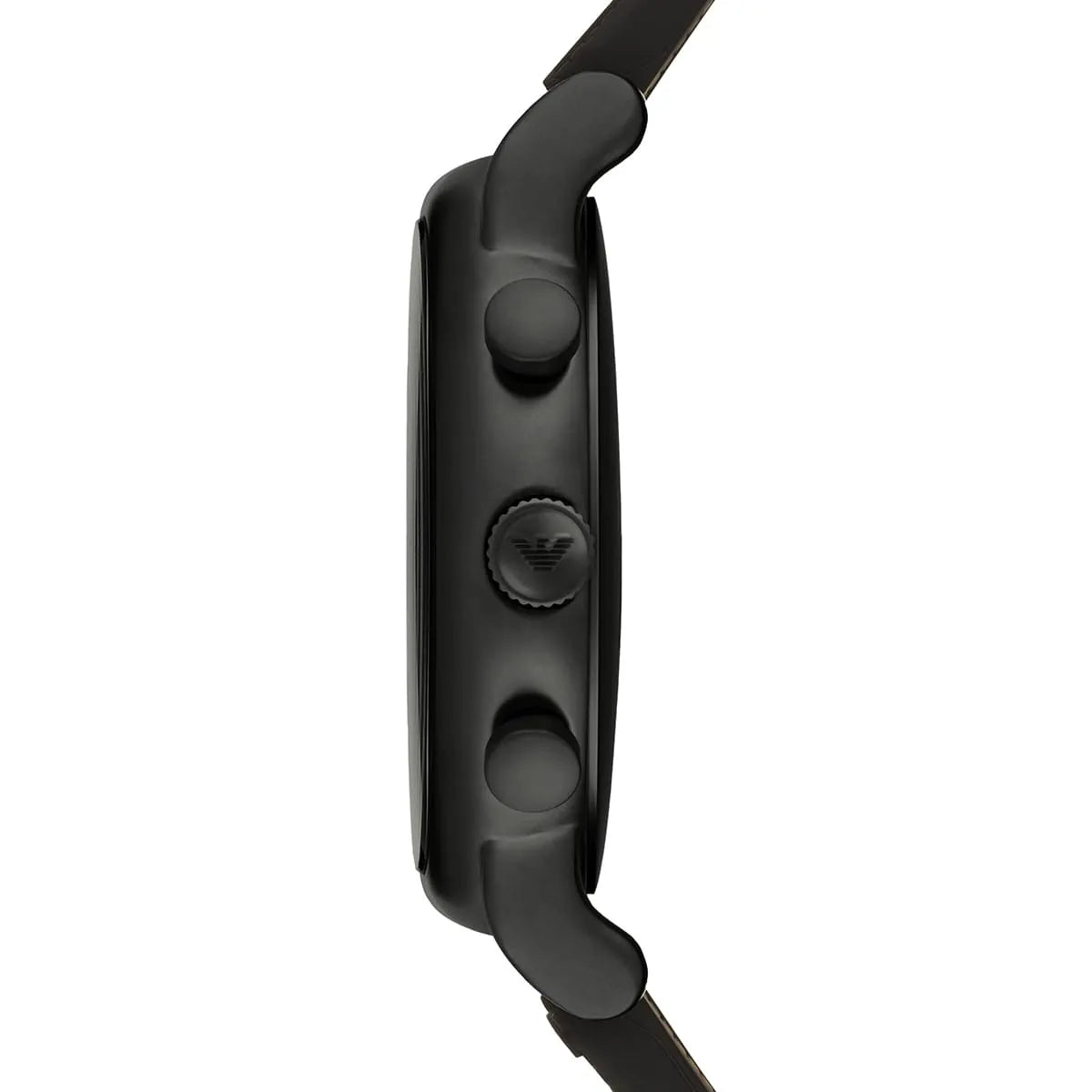 Side view of Emporio Armani AR11024 showing matte black case and pushers