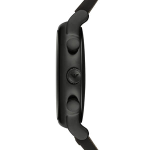 Side view of Emporio Armani AR11024 showing matte black case and pushers