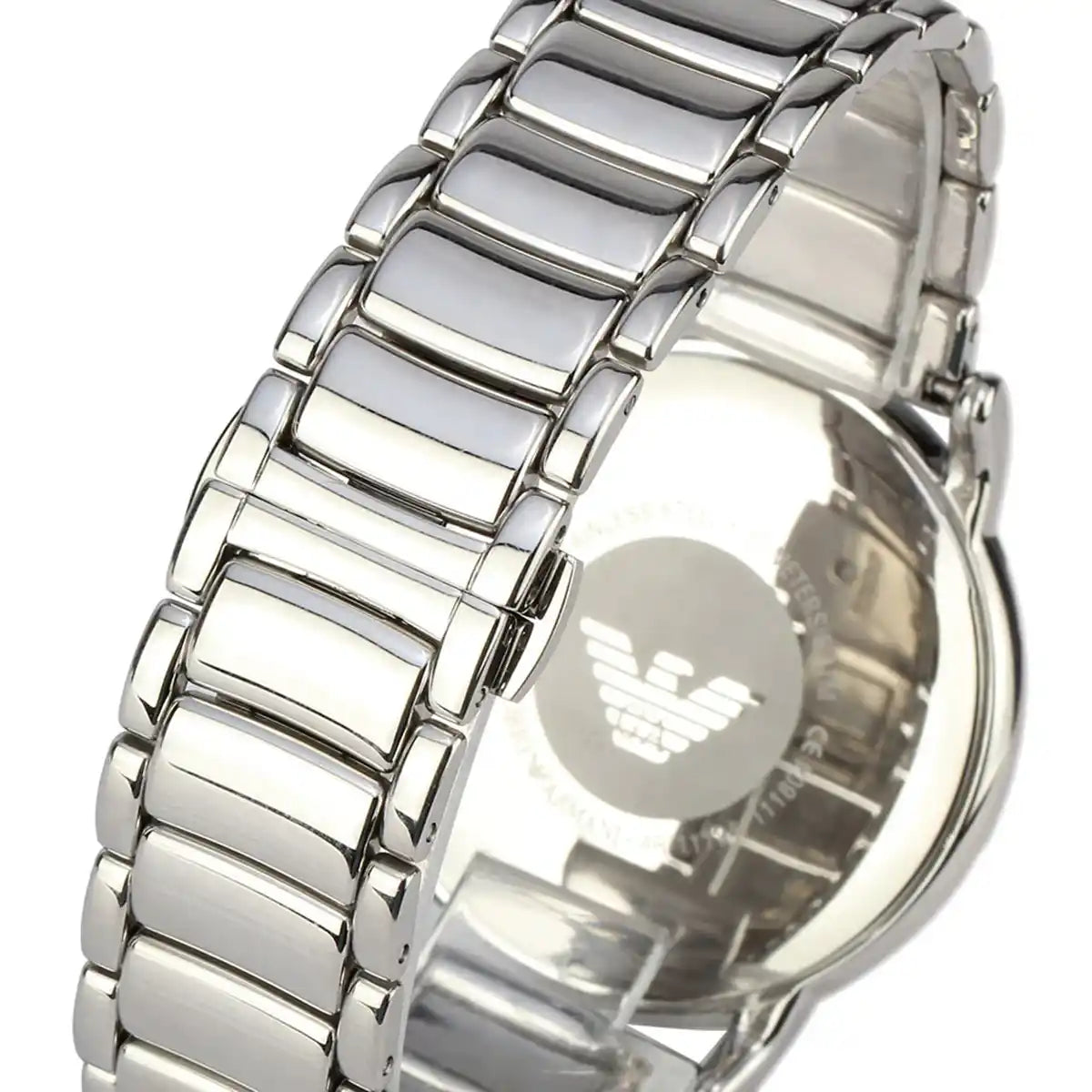 Detailed view of polished silver stainless steel link bracelet for AR11134