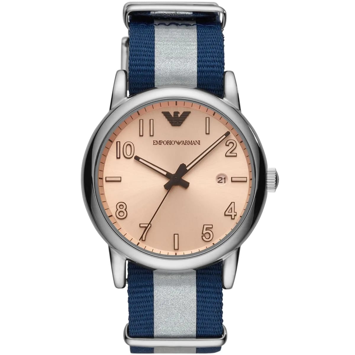 Emporio Armani AR11212 Luigi Men's Watch Peach Dial Navy Silver Nylon Strap