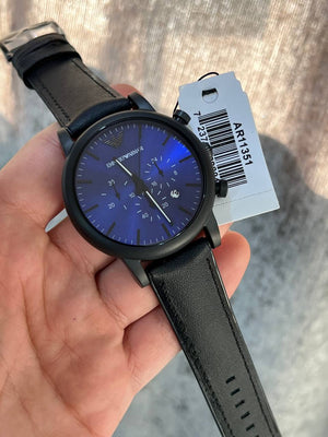 Emporio Armani AR11351 Luigi Men's Watch Electric Blue Sunray Dial Matte Black Case