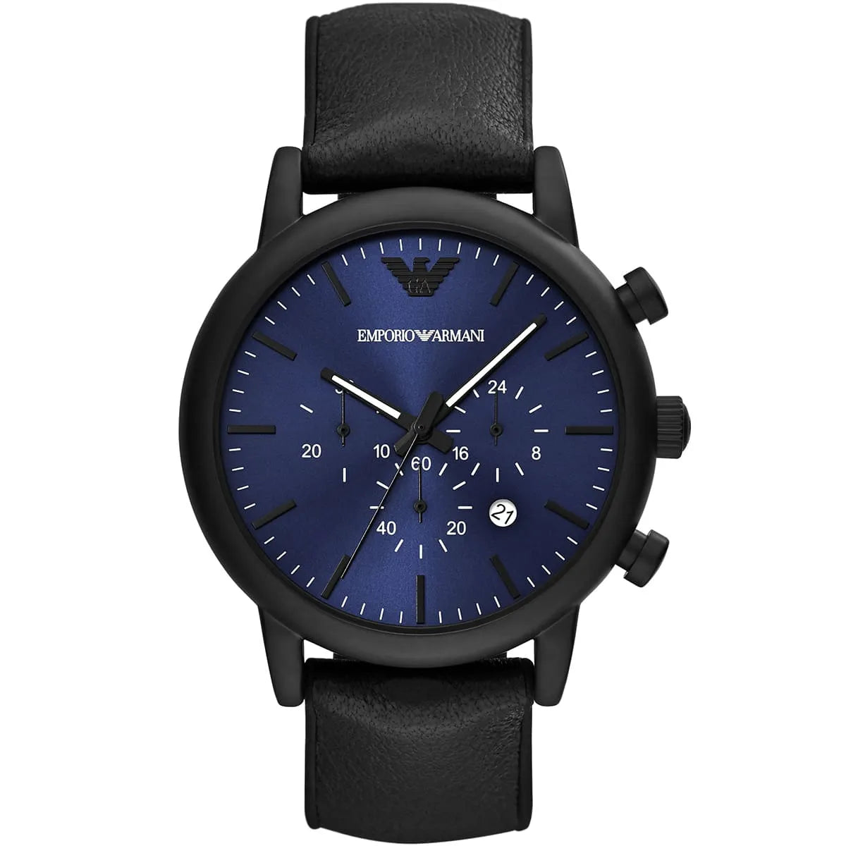 Emporio Armani AR11351 Luigi Men's Watch Electric Blue Sunray Dial Matte Black Case