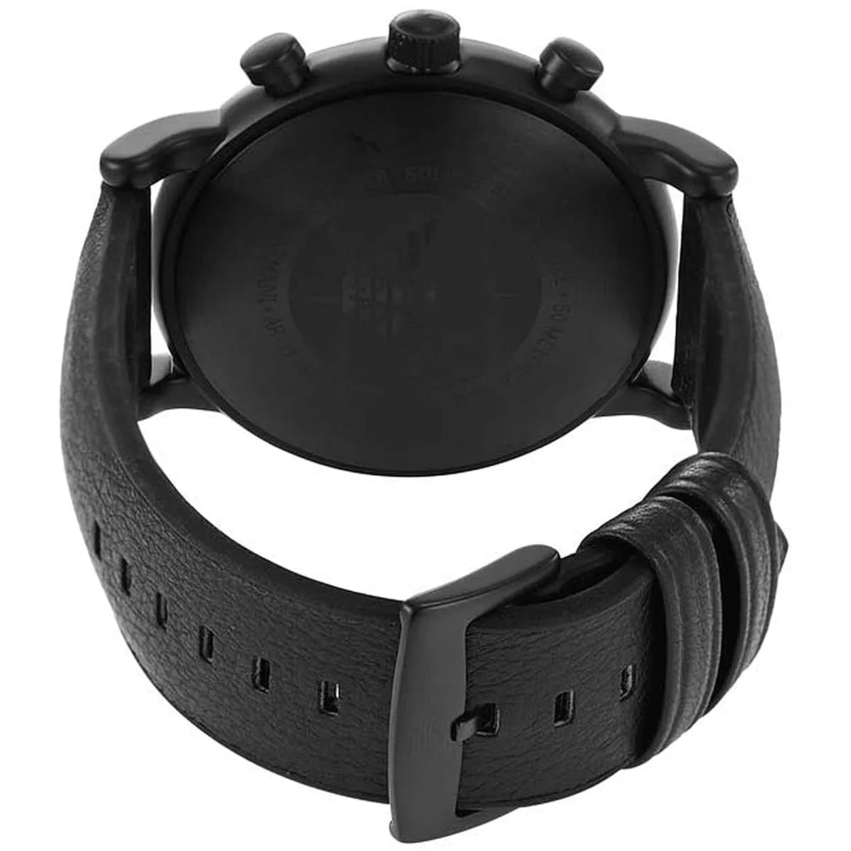 Matte black stainless steel buckle clasp with Emporio Armani logo for AR11351