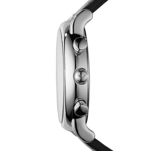 Side view of Emporio Armani AR1828 showing silver crown and pushers