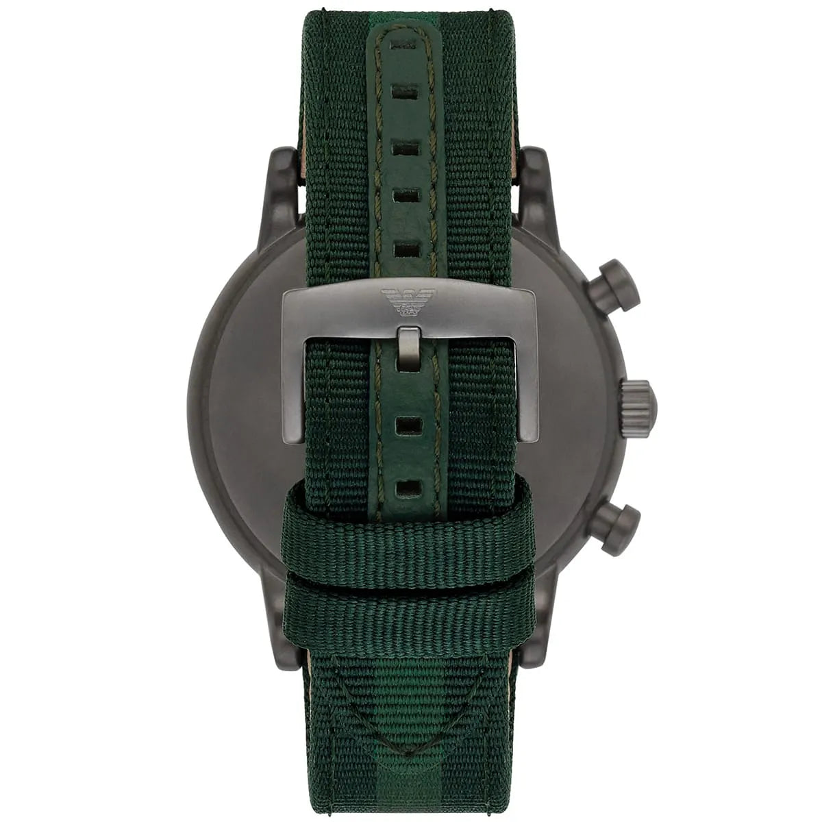 Back case of Emporio Armani AR1950 with engraved eagle logo and serial number