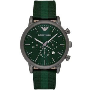 Emporio Armani AR1950 Luigi XL Men's Watch Green Dial Green Fabric Strap