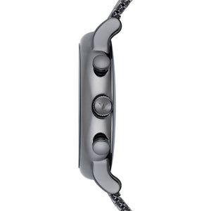 Side view of Emporio Armani AR1979 showing unique rounded lugs and gunmetal case