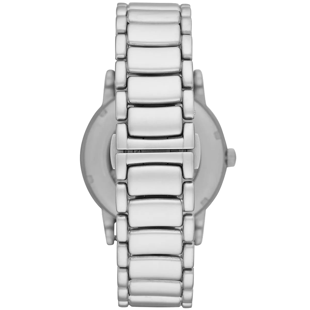 Silver stainless steel deployment clasp with engraved Armani eagle logo for the AR60021