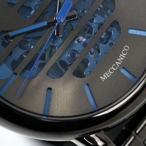 Extreme close-up of the premium gunmetal-tone ion-plated finish on the Armani Luigi AR60029