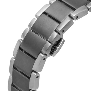Detailed view of two-tone silver and gunmetal stainless steel bracelet for AR11391