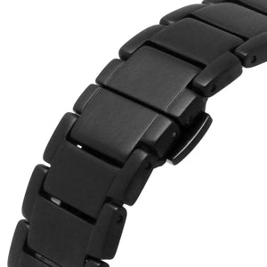 Detailed view of matte black stainless steel link bracelet for AR11472