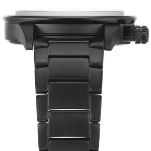 Side view of Emporio Armani AR11472 showing black chronograph pushers and crown