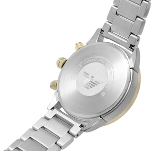 Back case of Emporio Armani AR11521 with engraved eagle logo and serial number