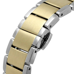 Detailed view of two-tone silver and gold stainless steel link bracelet for AR11521
