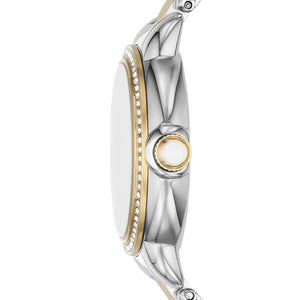 Side view of Emporio Armani AR11524 showing two-tone case and cabochon crown