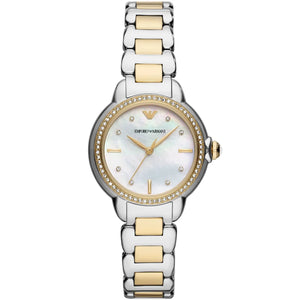 Emporio Armani AR11524 Mia Women's Watch White Mother of Pearl Dial Two-Tone Crystal Bezel
