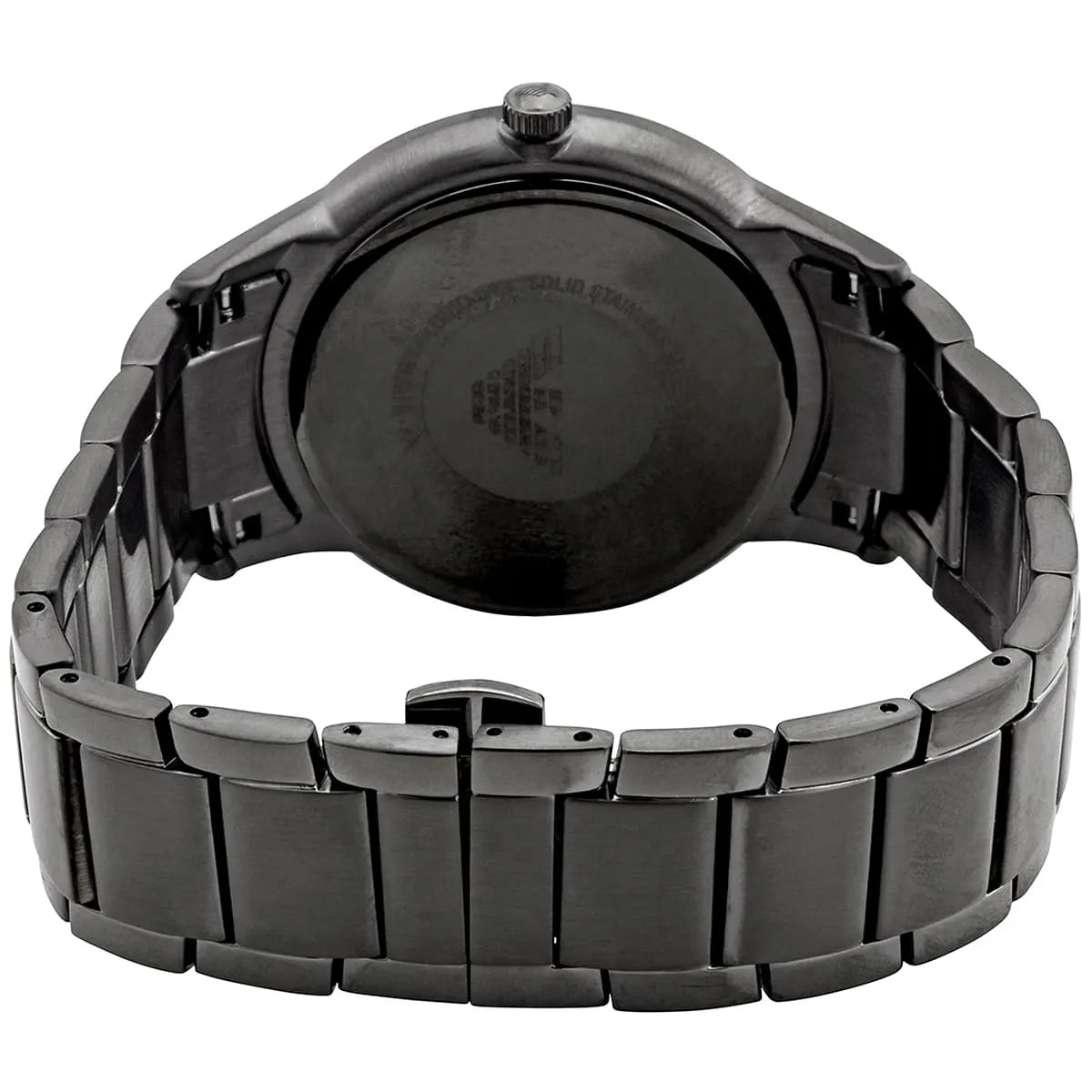 Hidden deployment clasp with Armani logo for AR11183 gunmetal watch